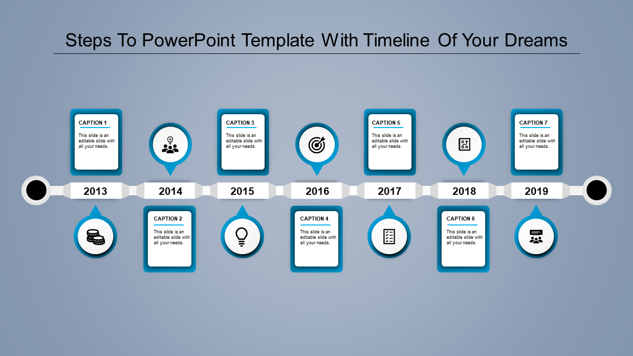 Get Modern PowerPoint Timeline Template and Google Slides